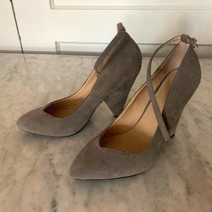 ALDO Grey Suede Ankle Strap Heels